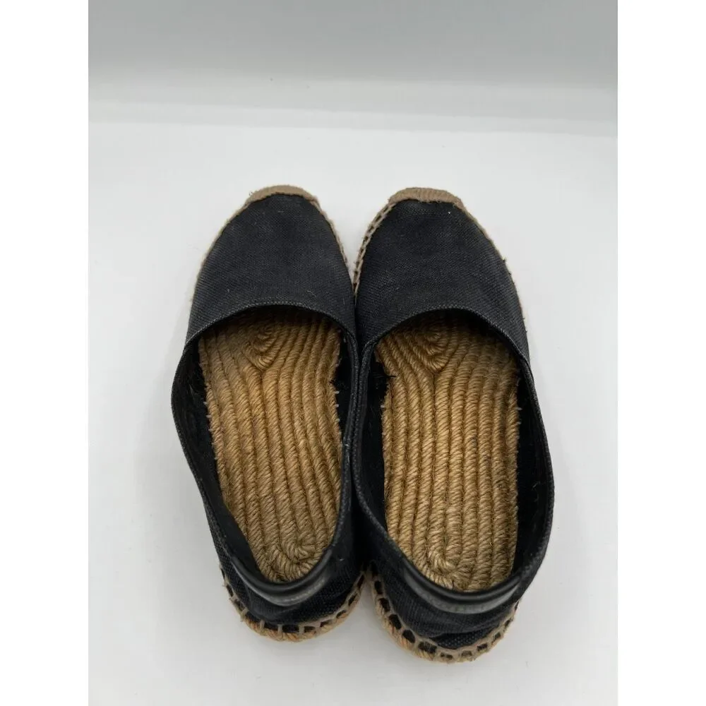 SAINT LAURENT Embroidered Espadrilles Black Canvas Women's 6US - Picture 4 of 12